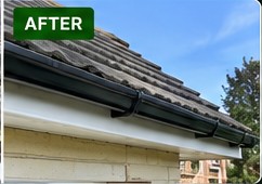 After: gutter cleared of leaves and moss