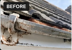 Before: sagging guttering